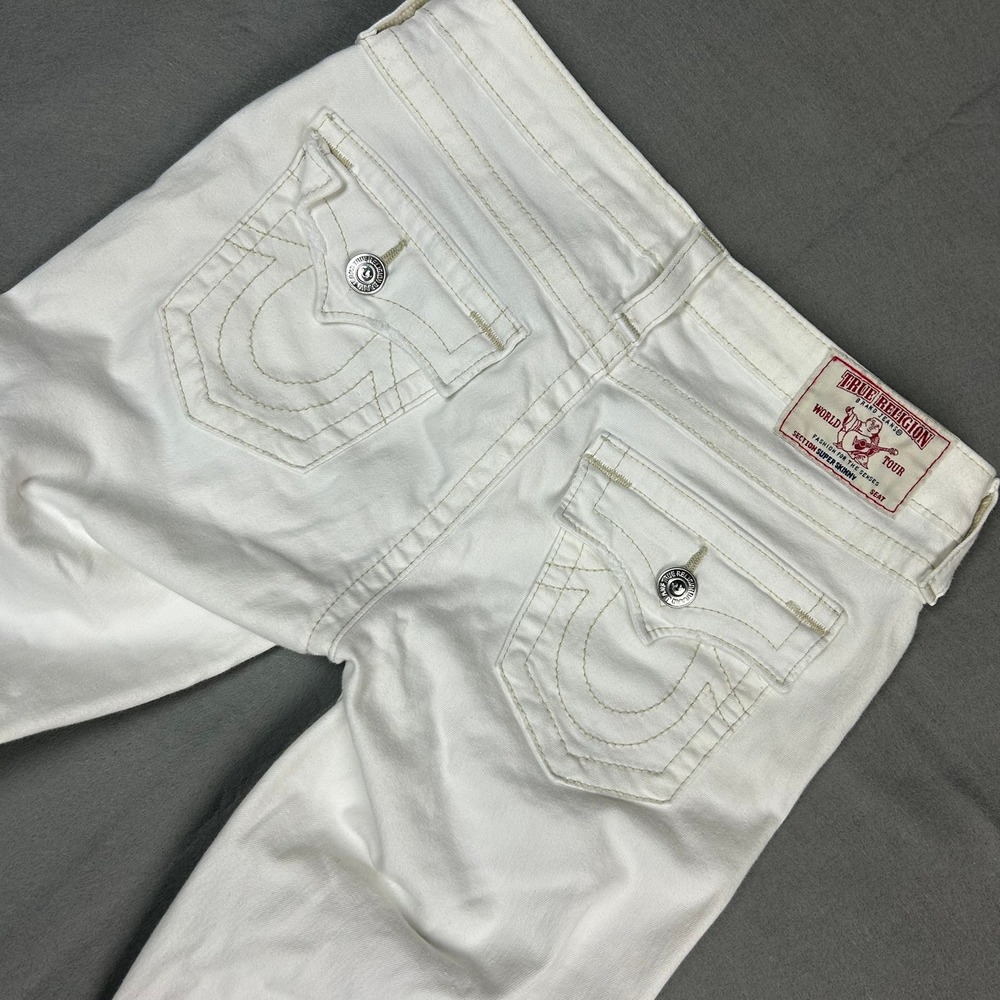 True Religion Super Skinny Distressed Jeans Womens 28 White